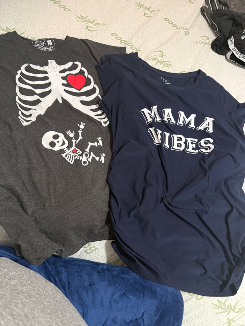 Mama Vibes Navy Tee & Skeleton Maternity Gray Shirt